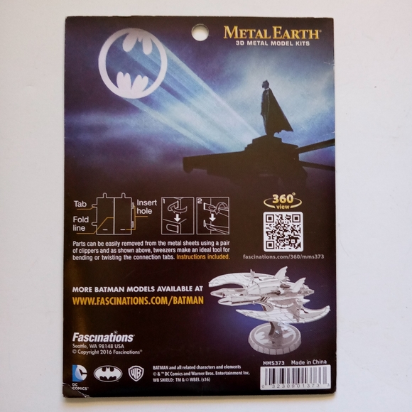 Metal Earth BATMAN BATWING 3D Metal Model Kit MMS373 Ages 14+ 2016 360 View - Picture 4 of 7
